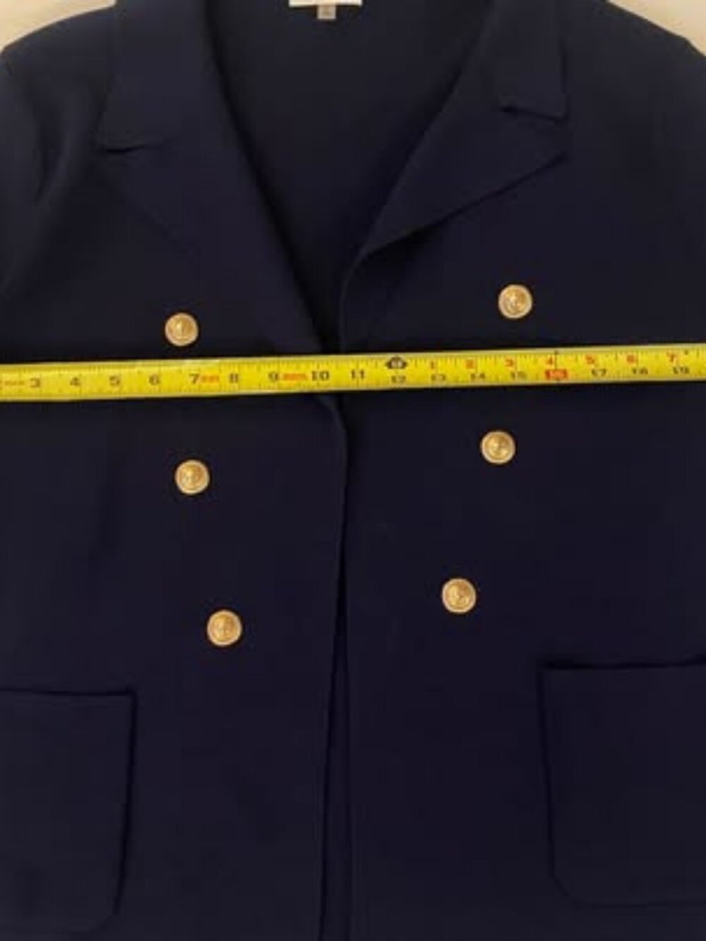 NWOT Sioni Navy Blue Double Breasted Knit Blazer Jacket Size L